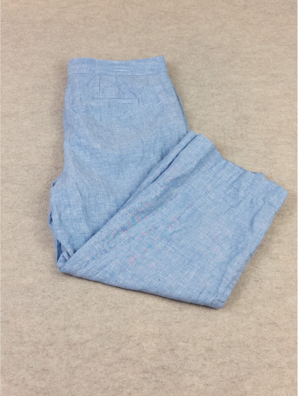 Talbots Light Blue Linen Cropped Pants Size 12